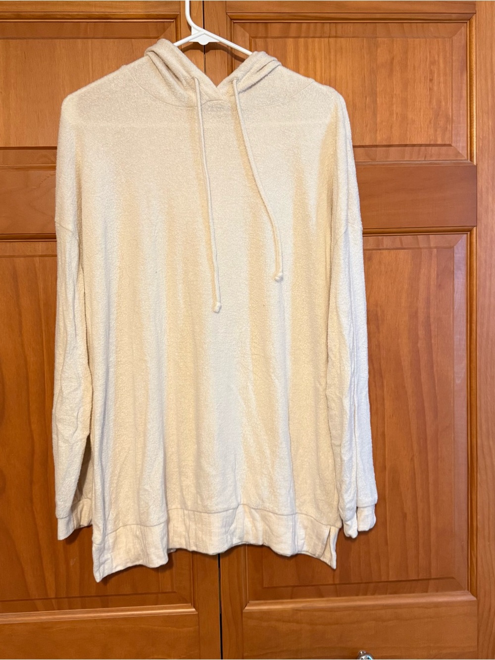 Cozy Cream Hooded Pullover - maternity